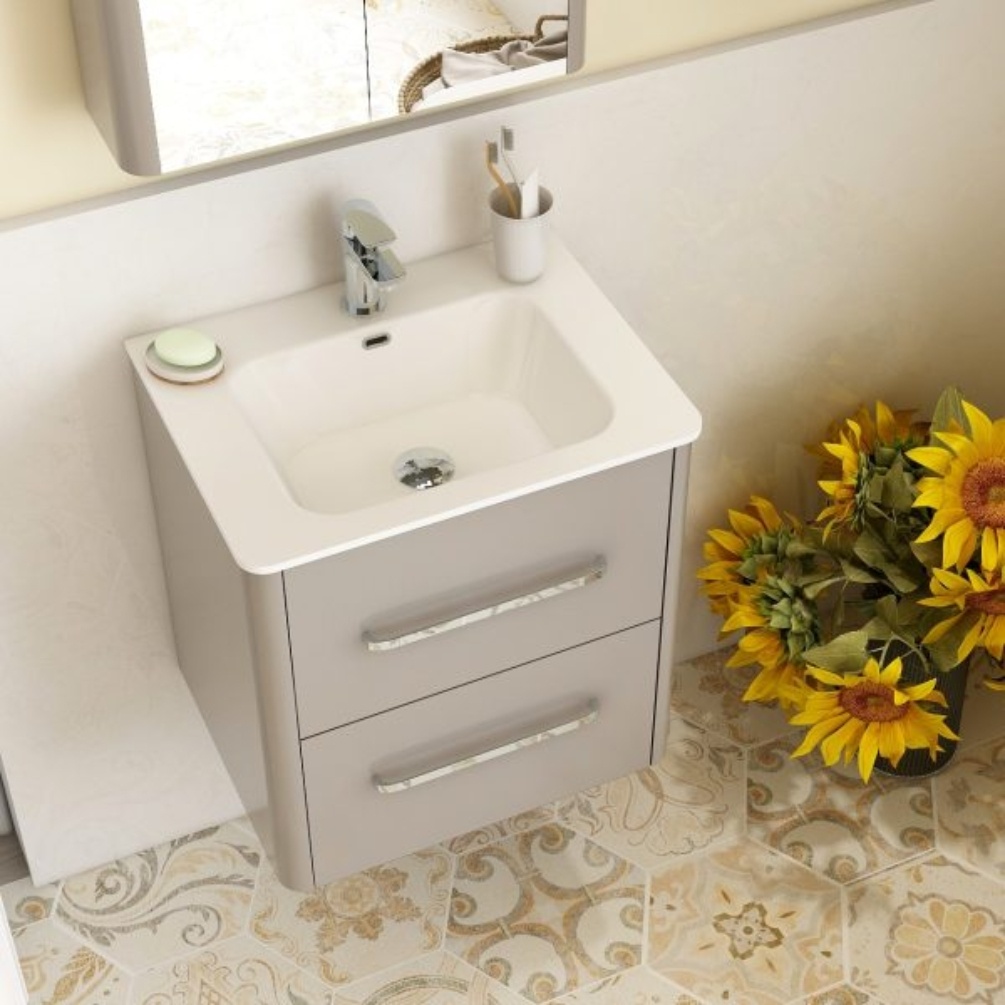 Imex Suburb Matt Ash 2 Drawer Wall Hung Vanity Unit lIfestyle 1
