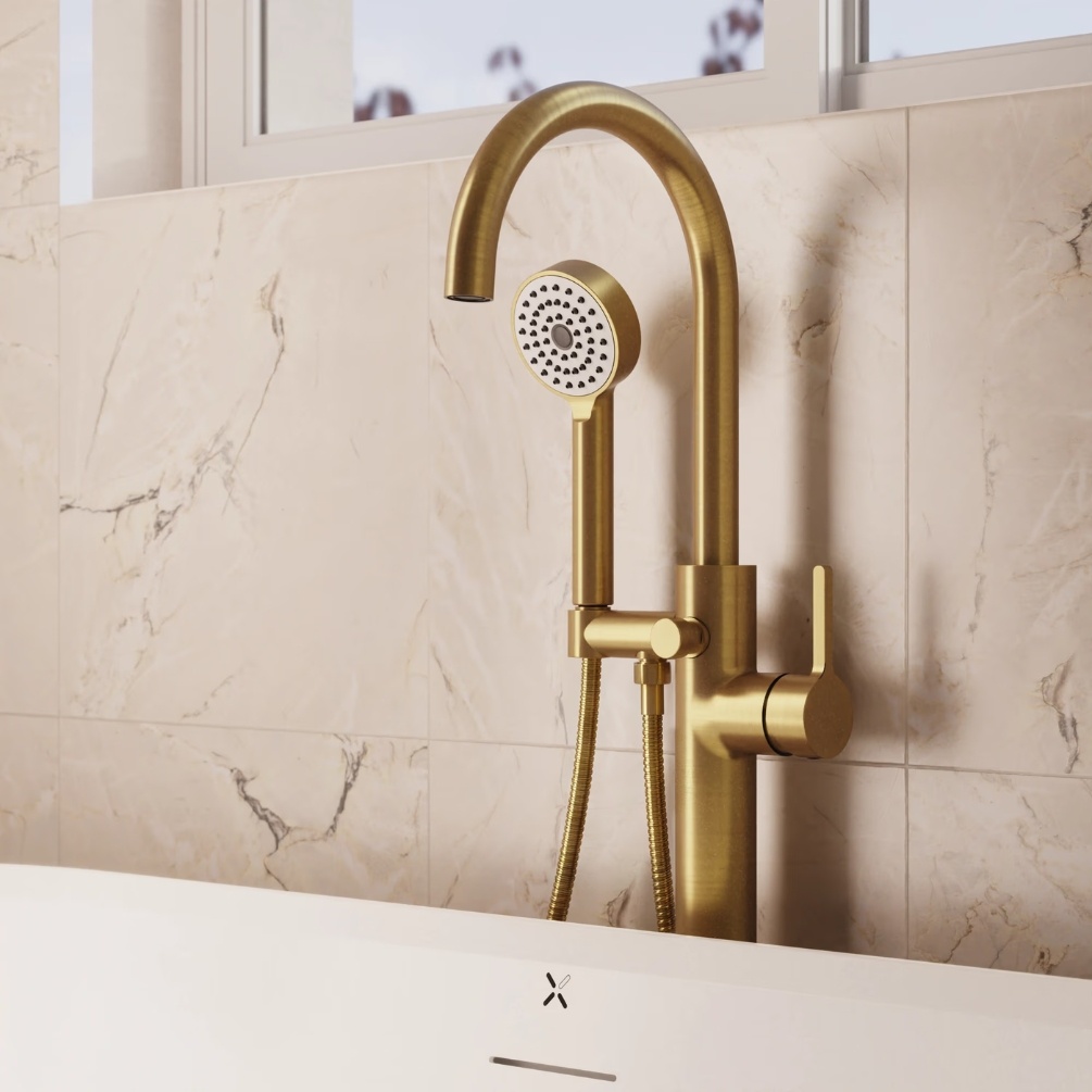 Crosswater Mada Brushed Brass Floorstanding Bath Shower Mixer Lifestyle