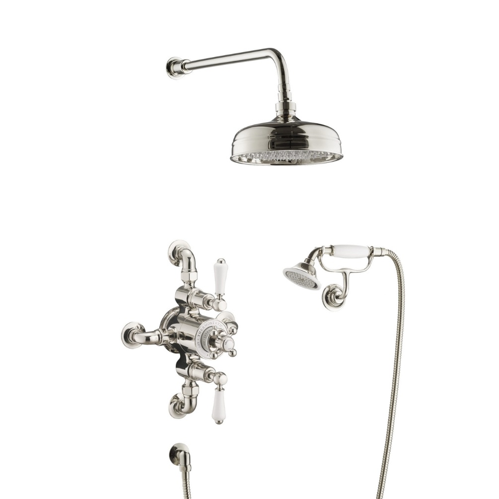 JTP Grosvenor Cross Nickel Exposed Valve Rainfall Shower & Handset