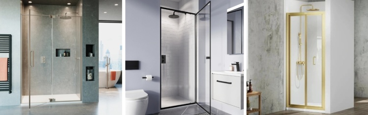 image of a hinged shower door open