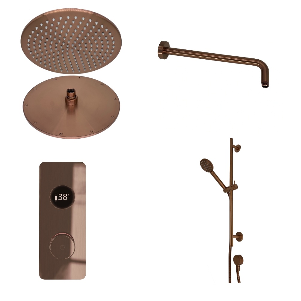 Ted Togo Brushed Bronze Square Valve Wall Arm Cut Out