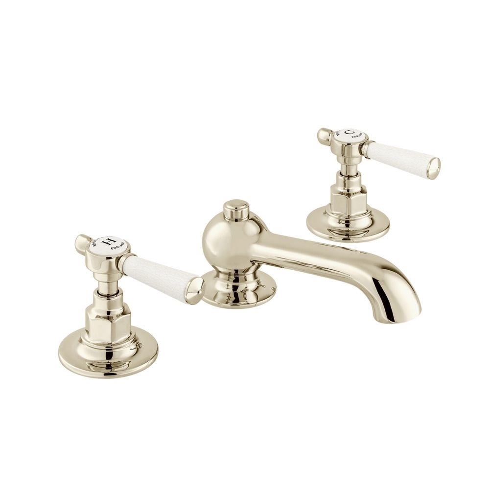 Booth & Co. Axbridge Lever Nickel 3 Tap Hole Basin Mixer With Pop Up Waste
