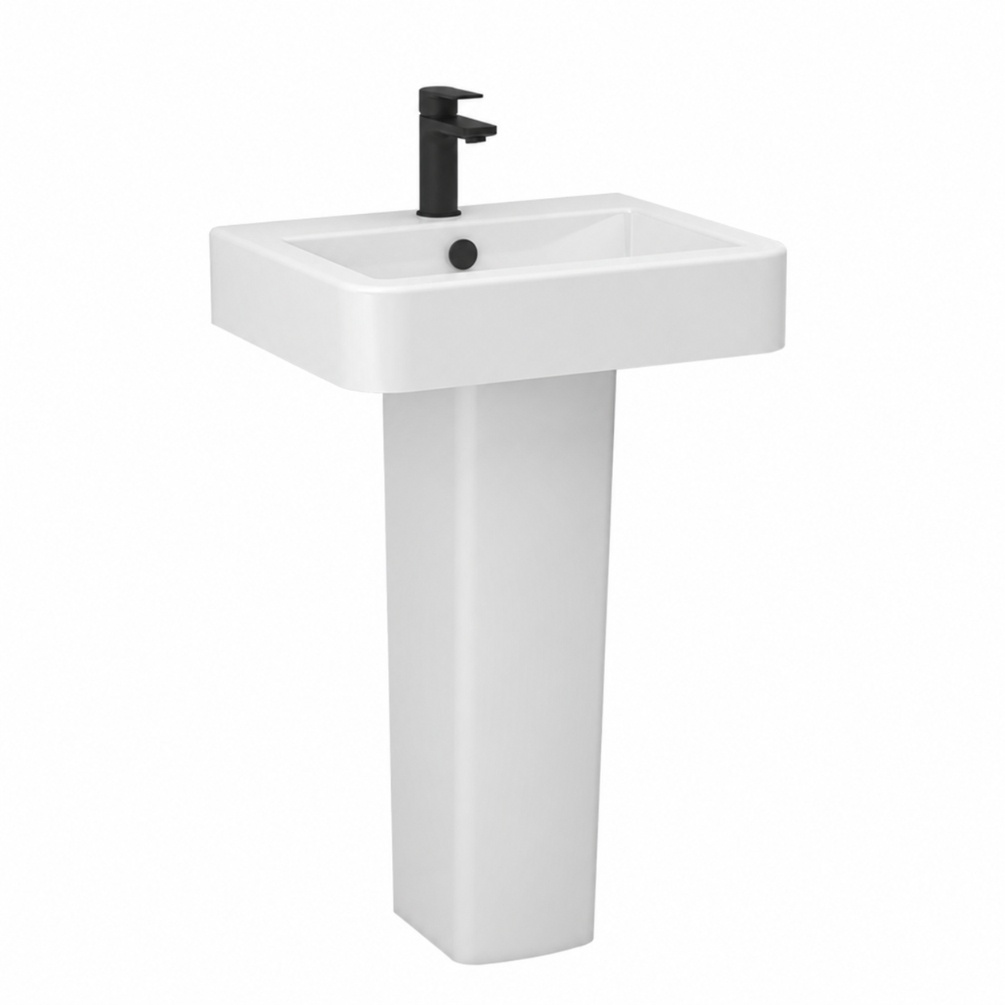 Imex Suburb 1 Tap Hole 535mm Pedestal Basin MATT BLACK