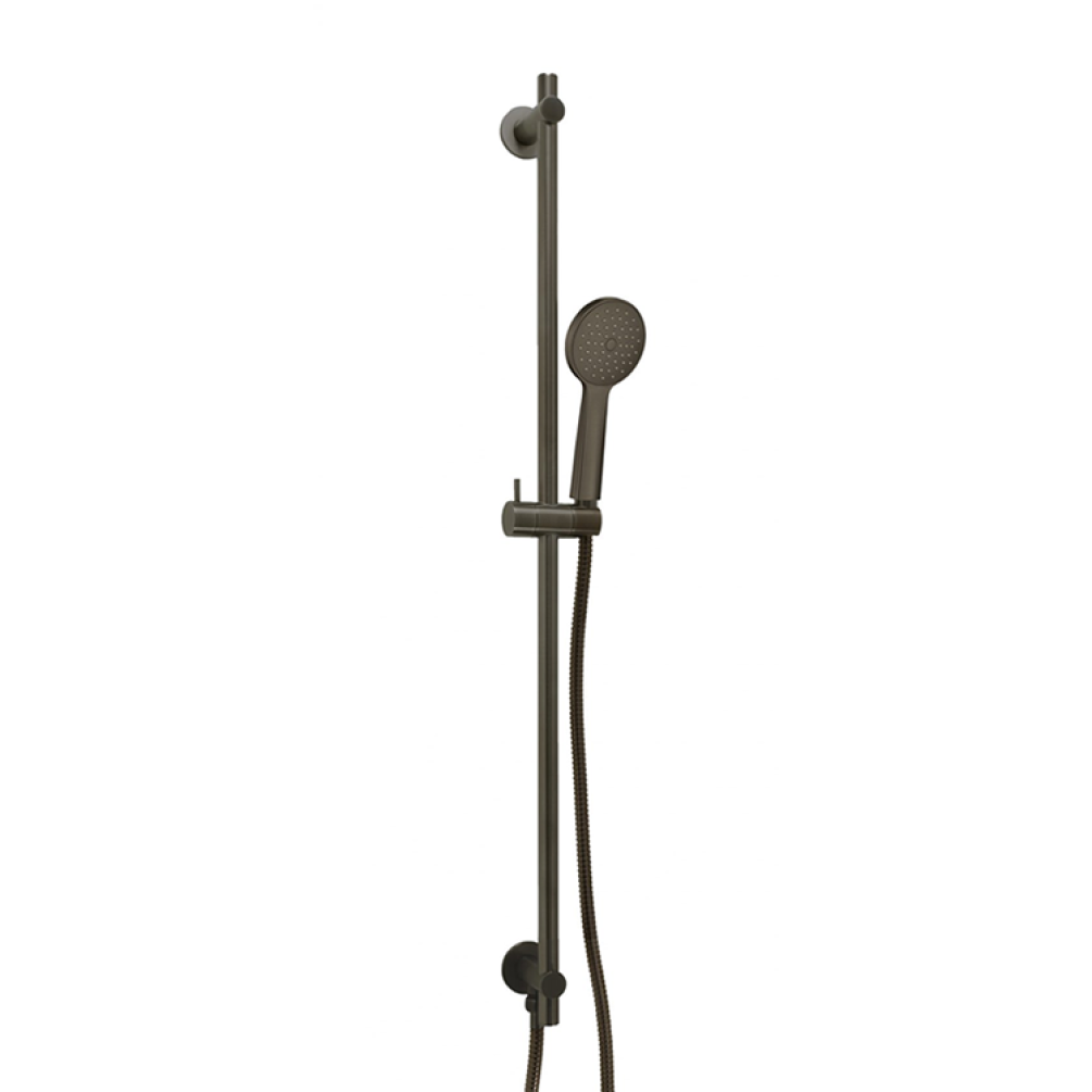 Product Cut out image of the JTP Vos Brushed Black Slide Rail Kit with Round Shower Handset & Hose