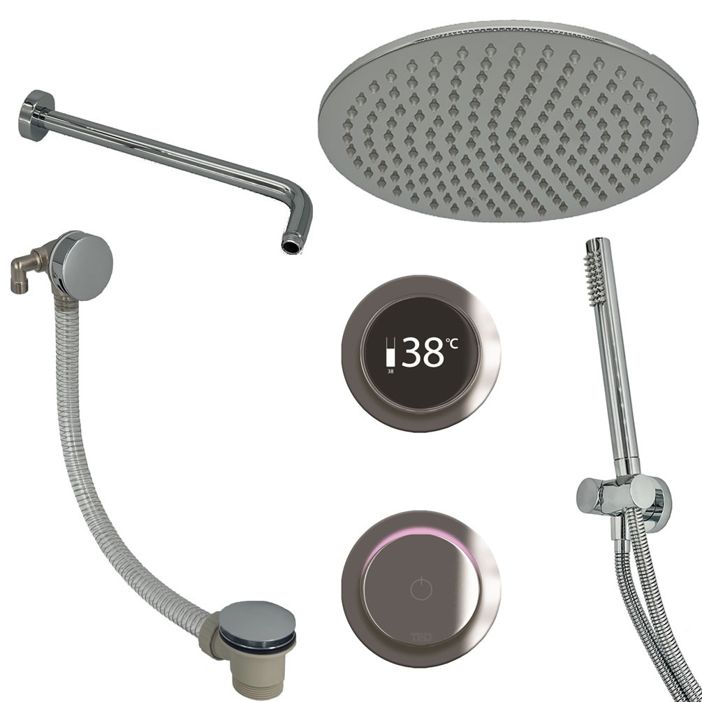 Cutout image of TED TOGO Chrome Triple Outlet Digital Shower Bath Set