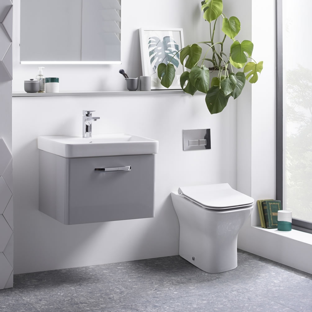 Tavistock Compass 600mm Gloss Light Grey Wall Mounted Unit & Basin - Lifestyle Image 1