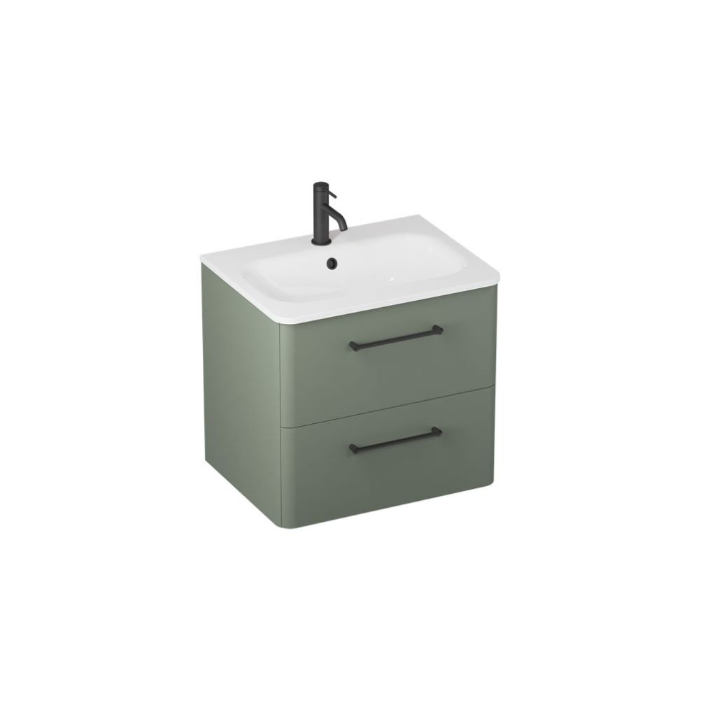 Britton Camberwell 600mm Earthy Green Wall Hung Double Drawer Vanity Unit & Basin