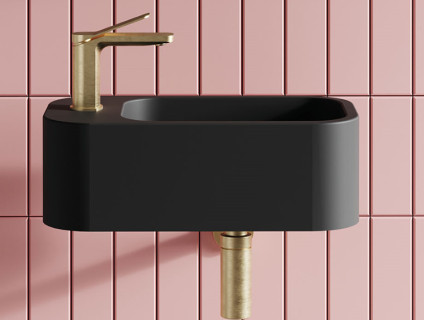 Photo of Crosswater Popolo Matt Black Wall Hung Cloakroom Basin Lifestyle Image