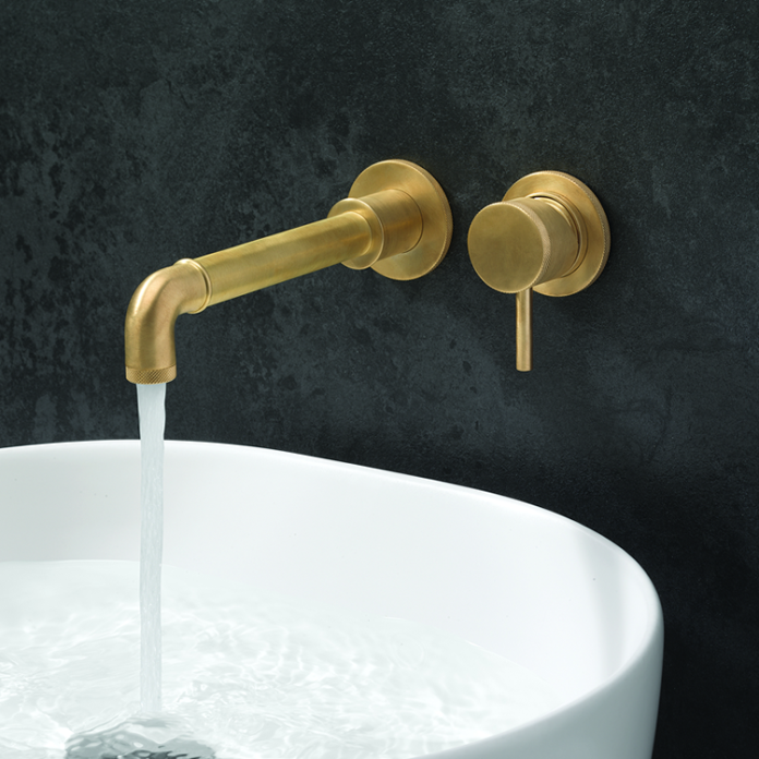 Lifestyle Photo of Crosswater MPRO Industrial Unlacquered Brushed Brass 2 Tap Hole Basin Tap