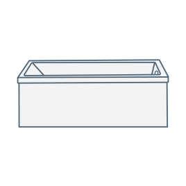 iconography image of a square bathtub/straight bathtub with squared edges