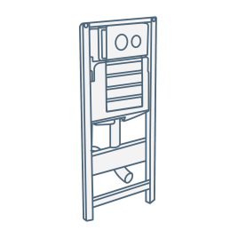 iconography image of a dual flush concealed cistern with two buttons for a small flush or large flush