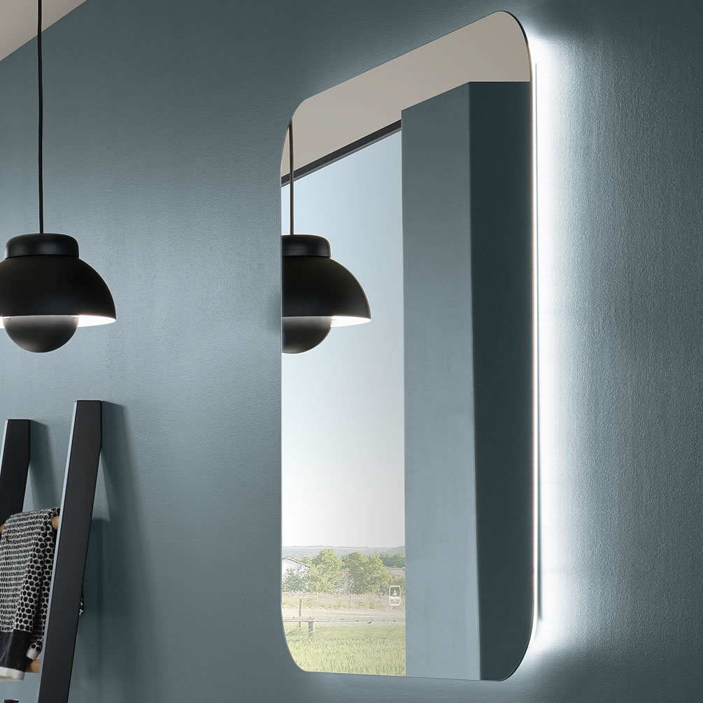 Lifestyle image of Villeroy & Boch More to See Lite 600mm Curved Corner LED Mirror