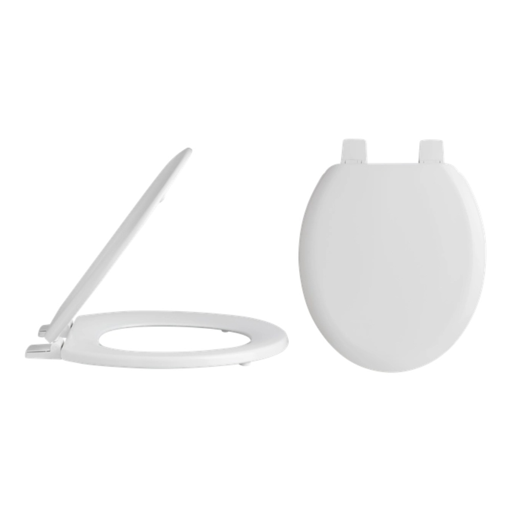 Product cut out image of the Bayswater Fitzroy White Traditional Wood Toilet Seat with Plastic Hinges