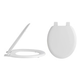 Product cut out image of the Bayswater Fitzroy White Traditional Wood Toilet Seat with Plastic Hinges
