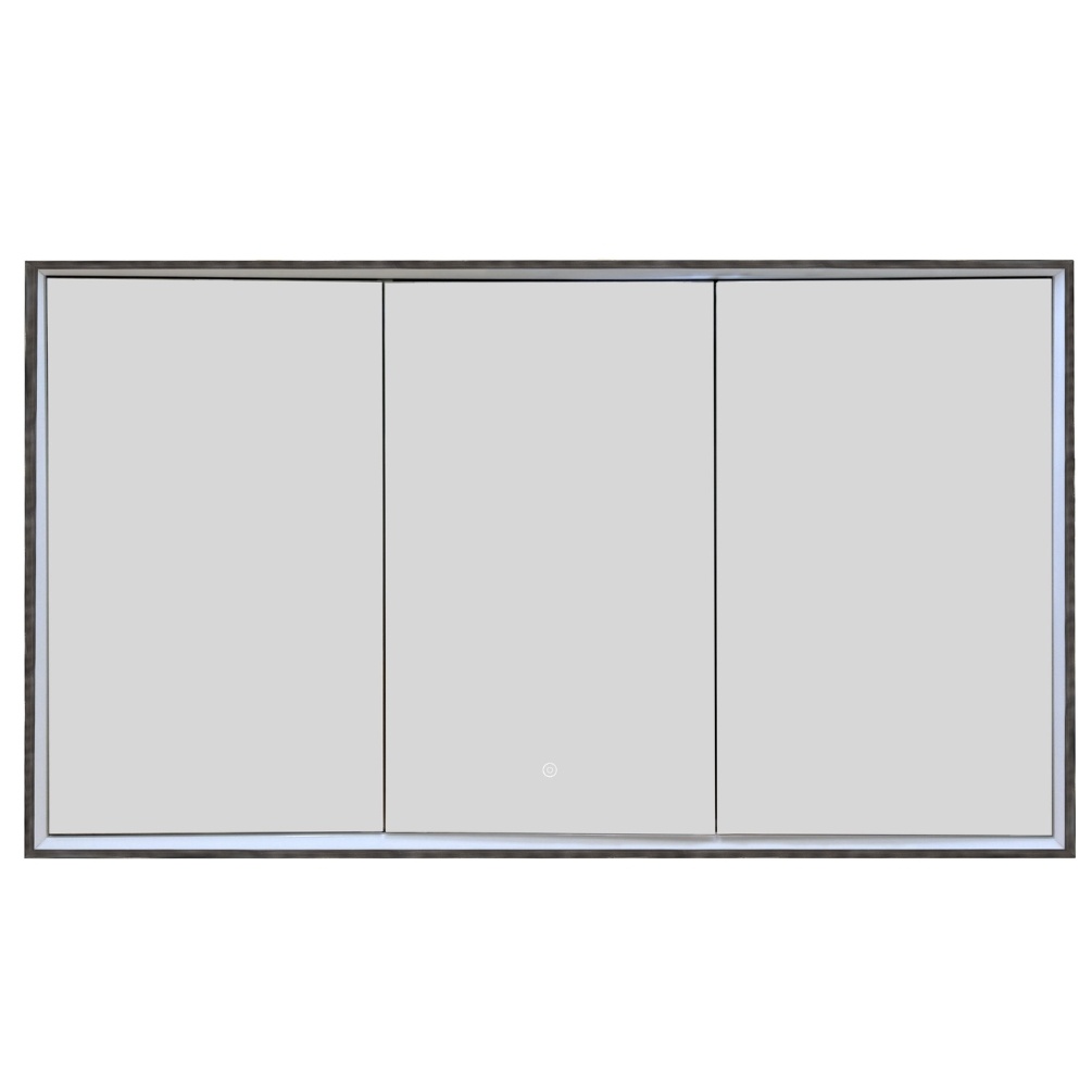 JTP Luca Brushed Black Recessed 3-Door Mirror Bathroom Cabinet Cut Out
