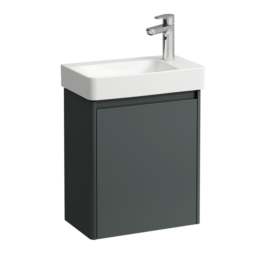 Cutout image of Laufen Base 2.0 Traffic Grey 480mm Wall-Hung Vanity Unit & Basin