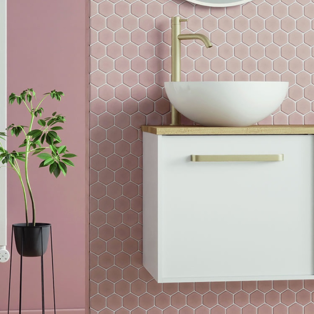 Lifestyle image of Crosswater Infinity 500mm White Gloss Vanity Unit & Worktop