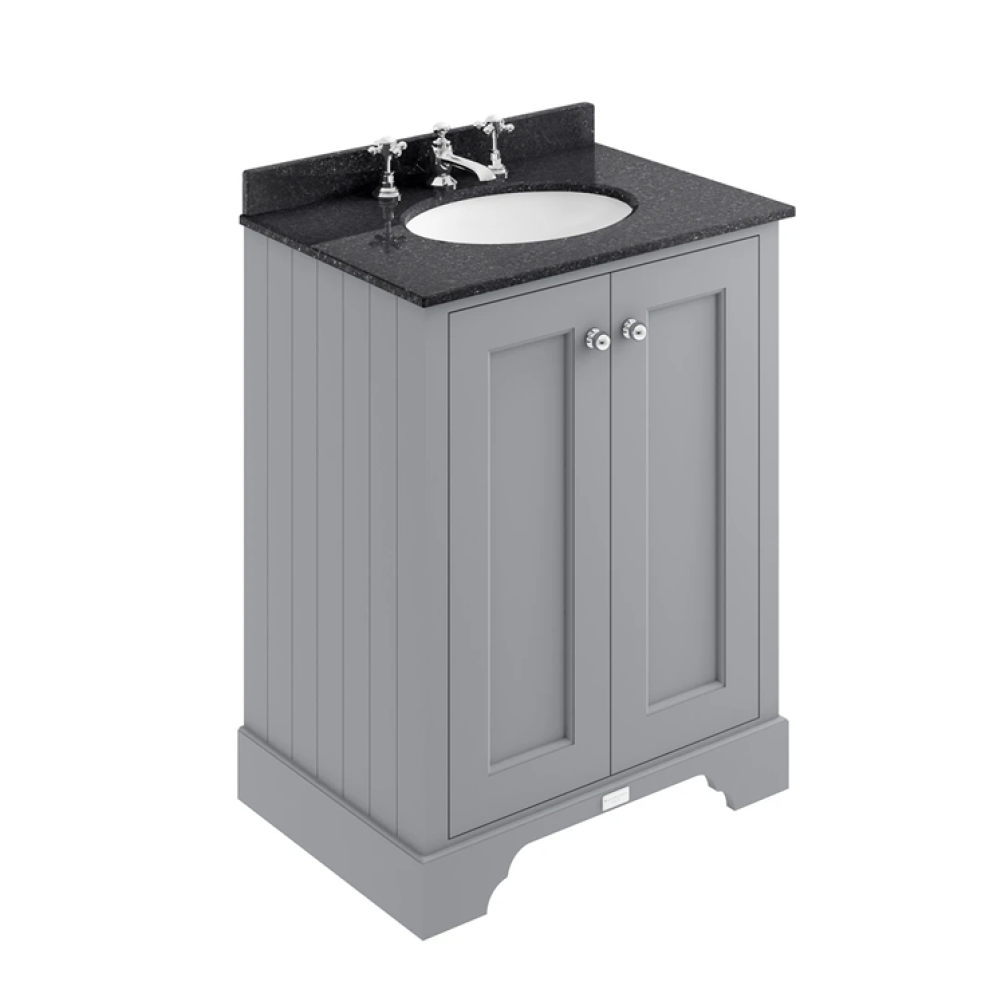 Photo of Bayswater Plummett Grey 600mm 2 Door Vanity Unit & Black Worktop