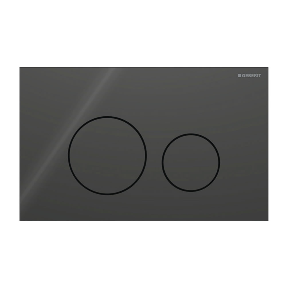 Cutout image of Geberit Sigma40 Round Black Glass Dual Flush Plate