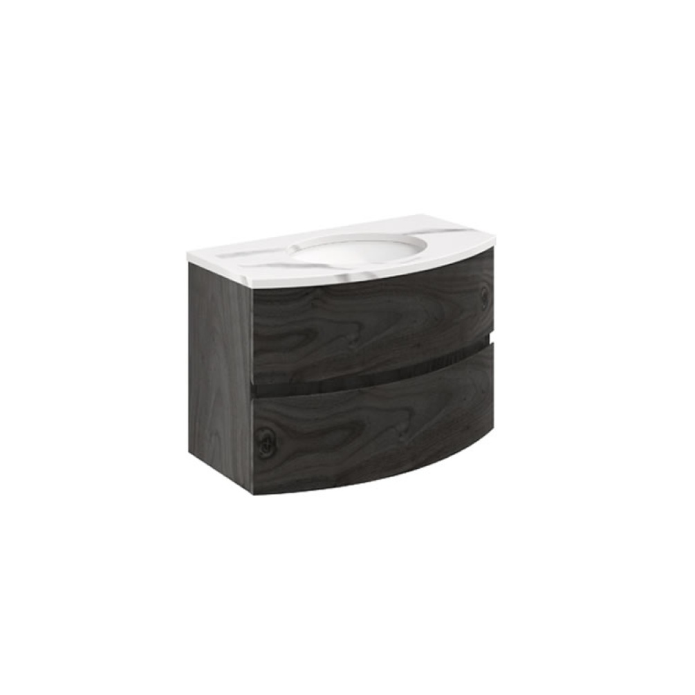 Cutout image of Crosswater Svelte 800 Grey Ash Wall-Hung Vanity Unit & Calcutta Marble Effect Basin