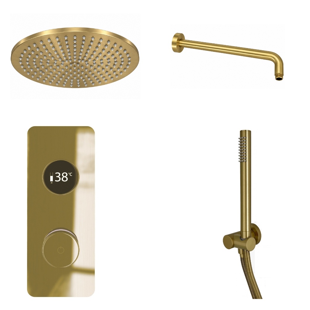 Ted Togo Brushed Brass Square Valve Wall Arm Cut Out