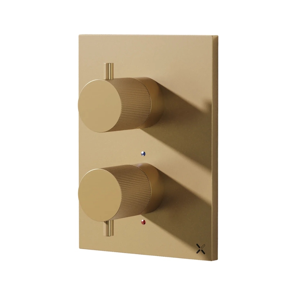 Crosswater Crossbox Brushed Brass 2 Outlet Multi-Flow Trimset Cut Out