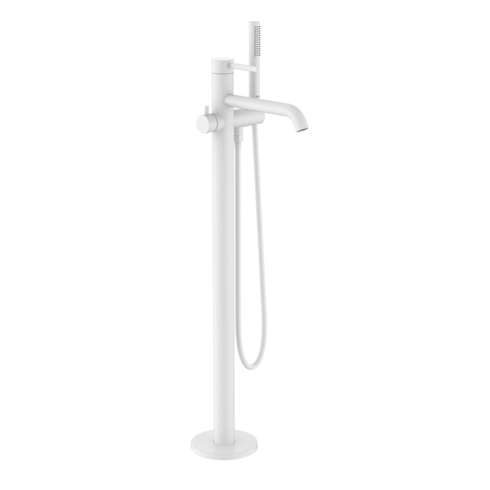 Cut out image of the Roca Ona Matt White Freestanding Bath Shower Mixer