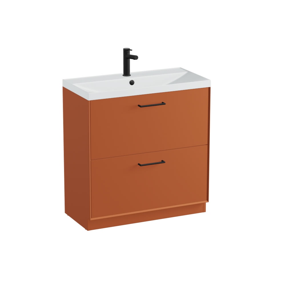 Vado Safari Smooth 800mm Terracotta Floor Mounted Vanity Unit & Mineral Basin