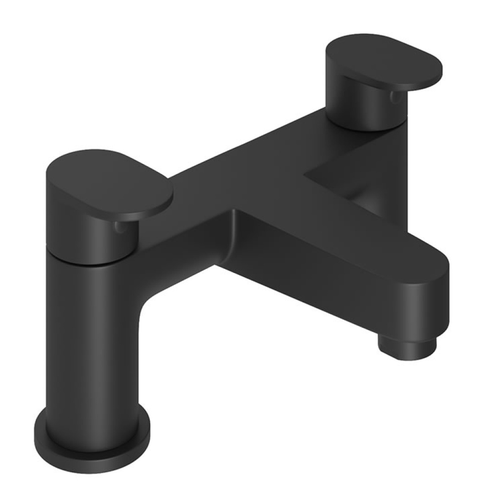 Product Cut out image of the Abacus Ki Matt Black Deck Mounted Bath Filler