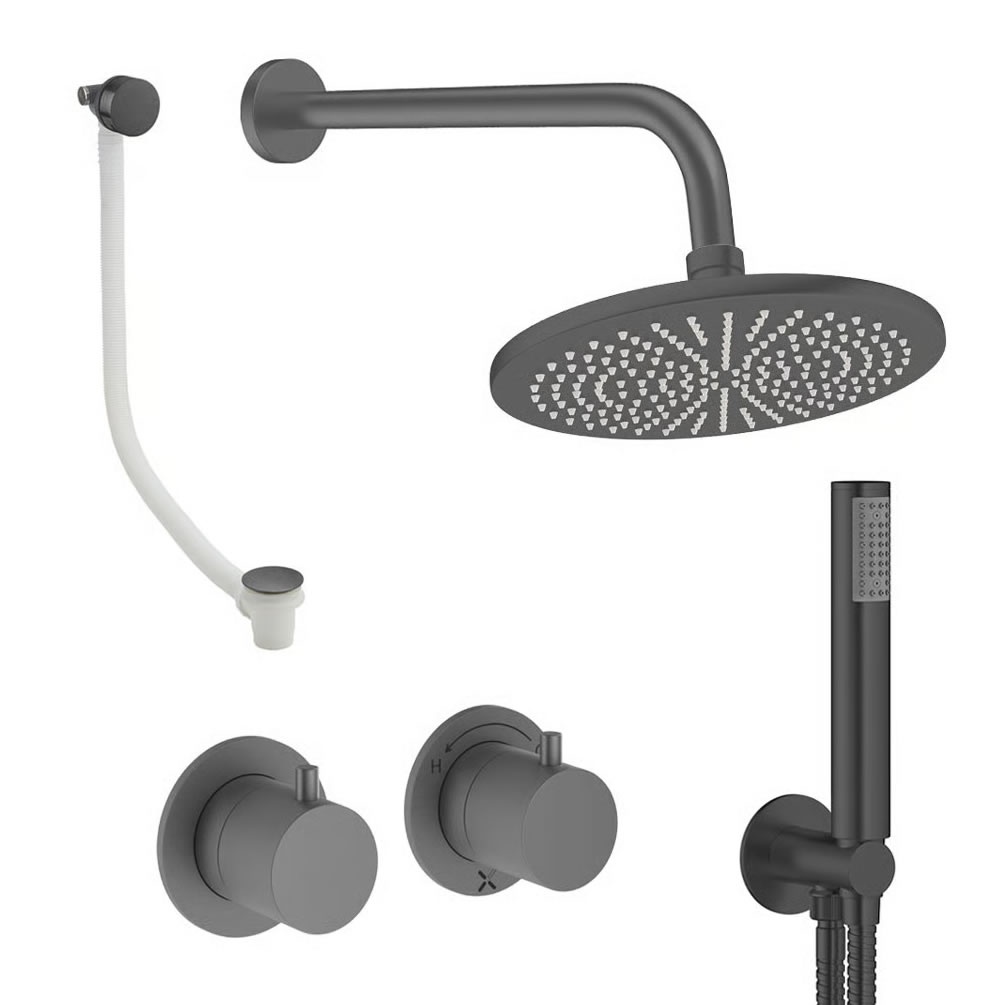 Cutout image of Crosswater Module Slate Triple Outlet Shower Bath Set