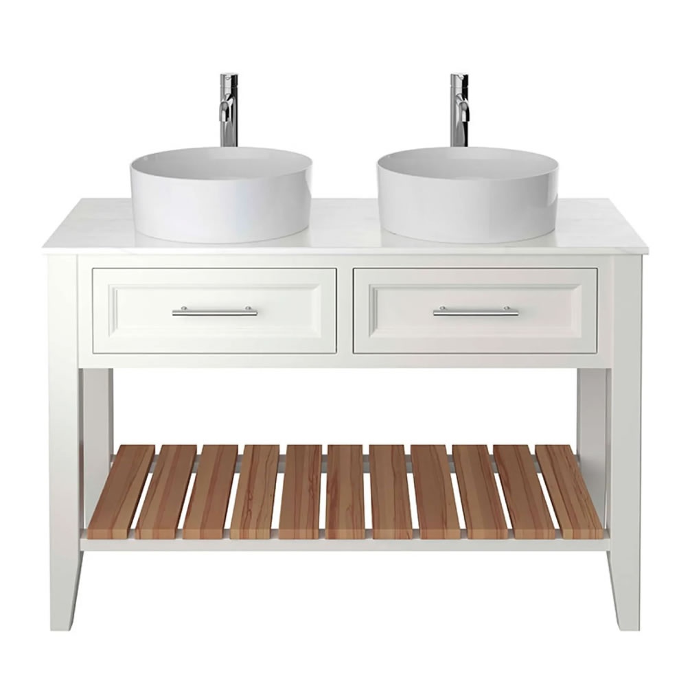 Heritage Broughton Chantilly 1200mm Double Washstand & White Marble Worktop