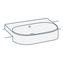 iconography image of an oval semi-recessed basin/bathroom sink