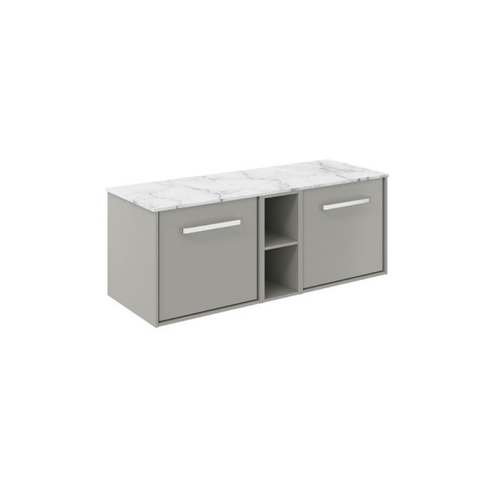 Cutout image of Crosswater Infinity 1200mm Storm Grey Vanity Unit & Carrara Marble Worktop