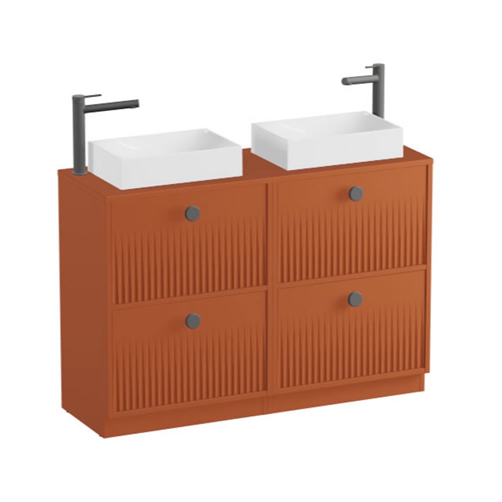 Vado Safari Fluted 1200mm Terracotta Floorstanding Vanity Unit & Worktop