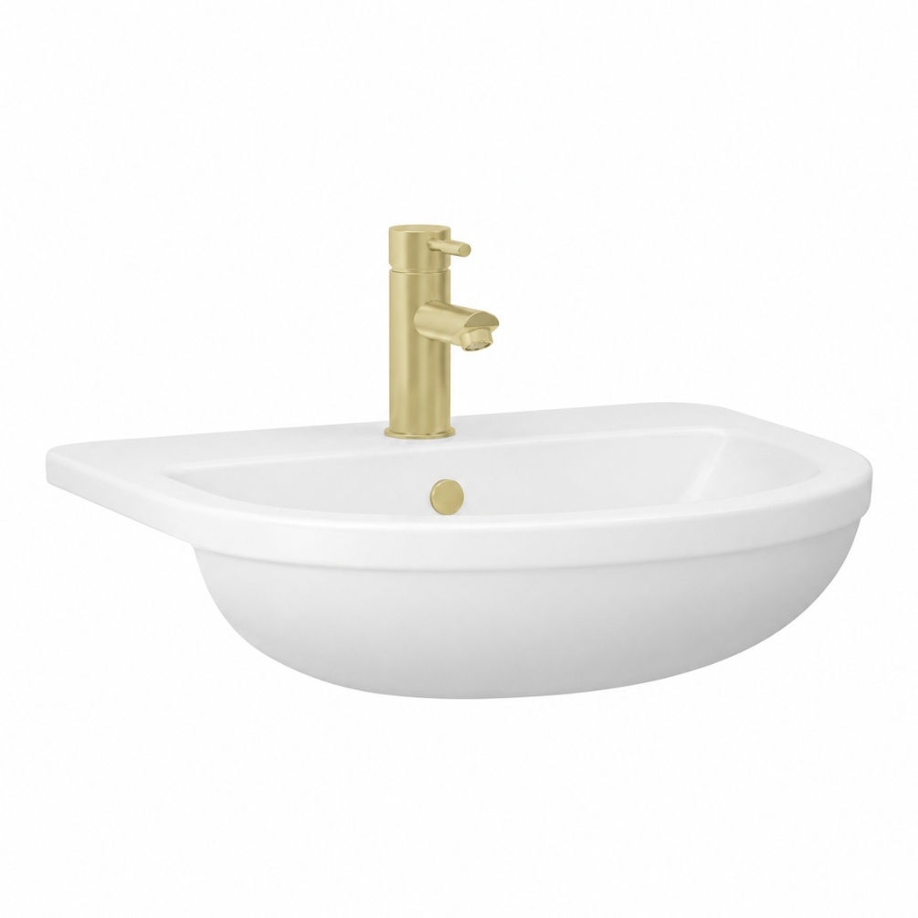 Imex Ivo 550mm 1 Tap Hole Semi Recessed Basin Cut Out Brushed Brass