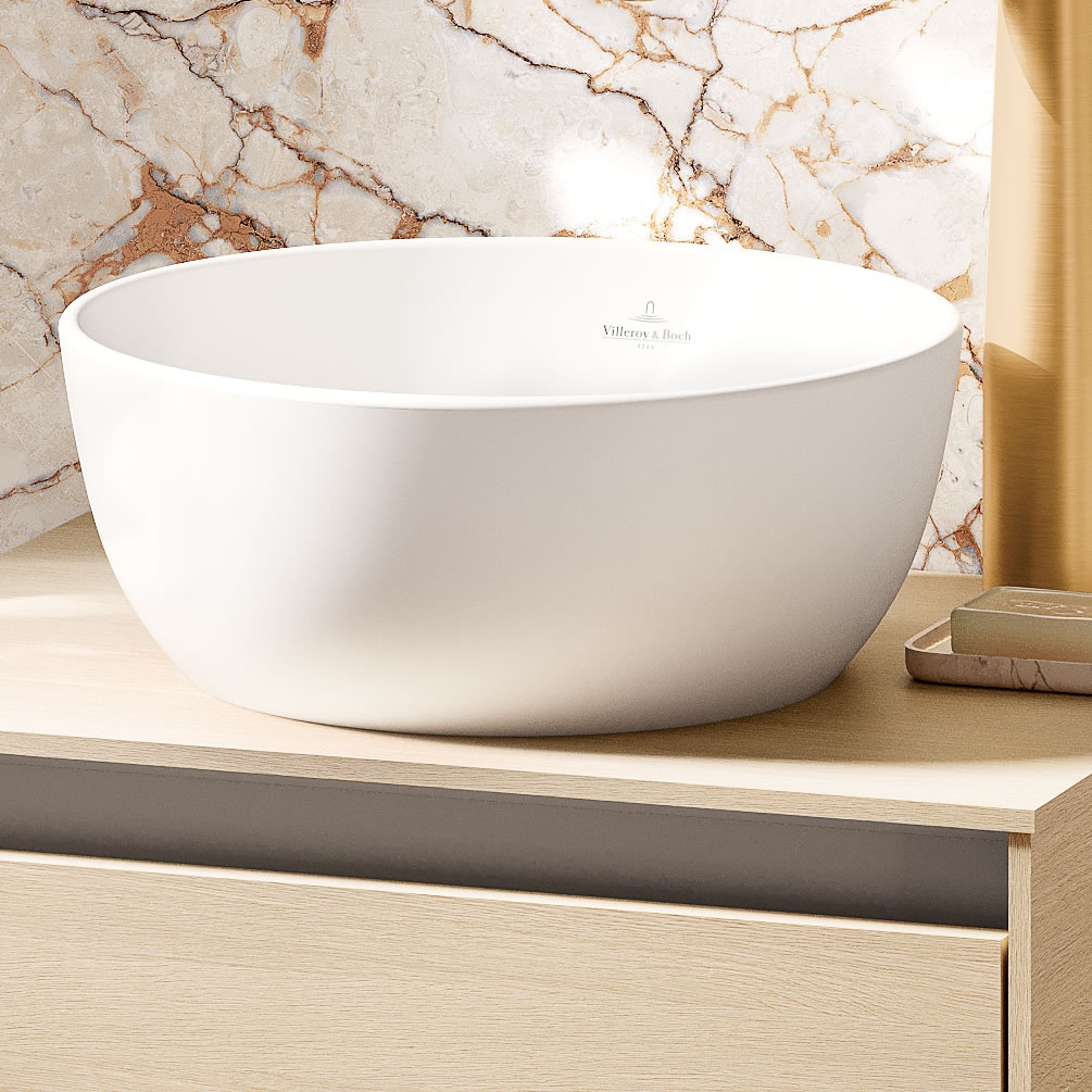 Lifestyle image of Villeroy & Boch Artis 325mm Stone White CeramicPlus Countertop Basin