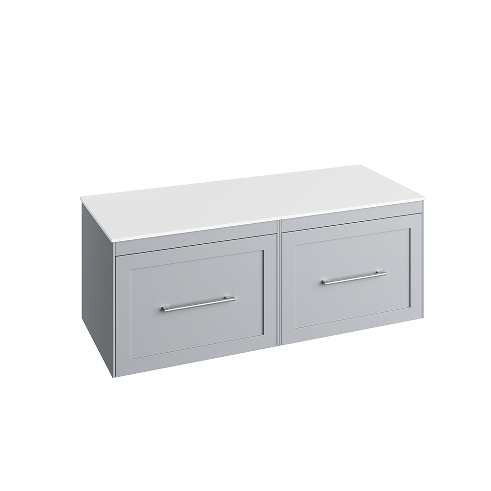 Abacus Concept Sit On Shaker Stone Grey 1200mm Vanity Unit - White Countertop