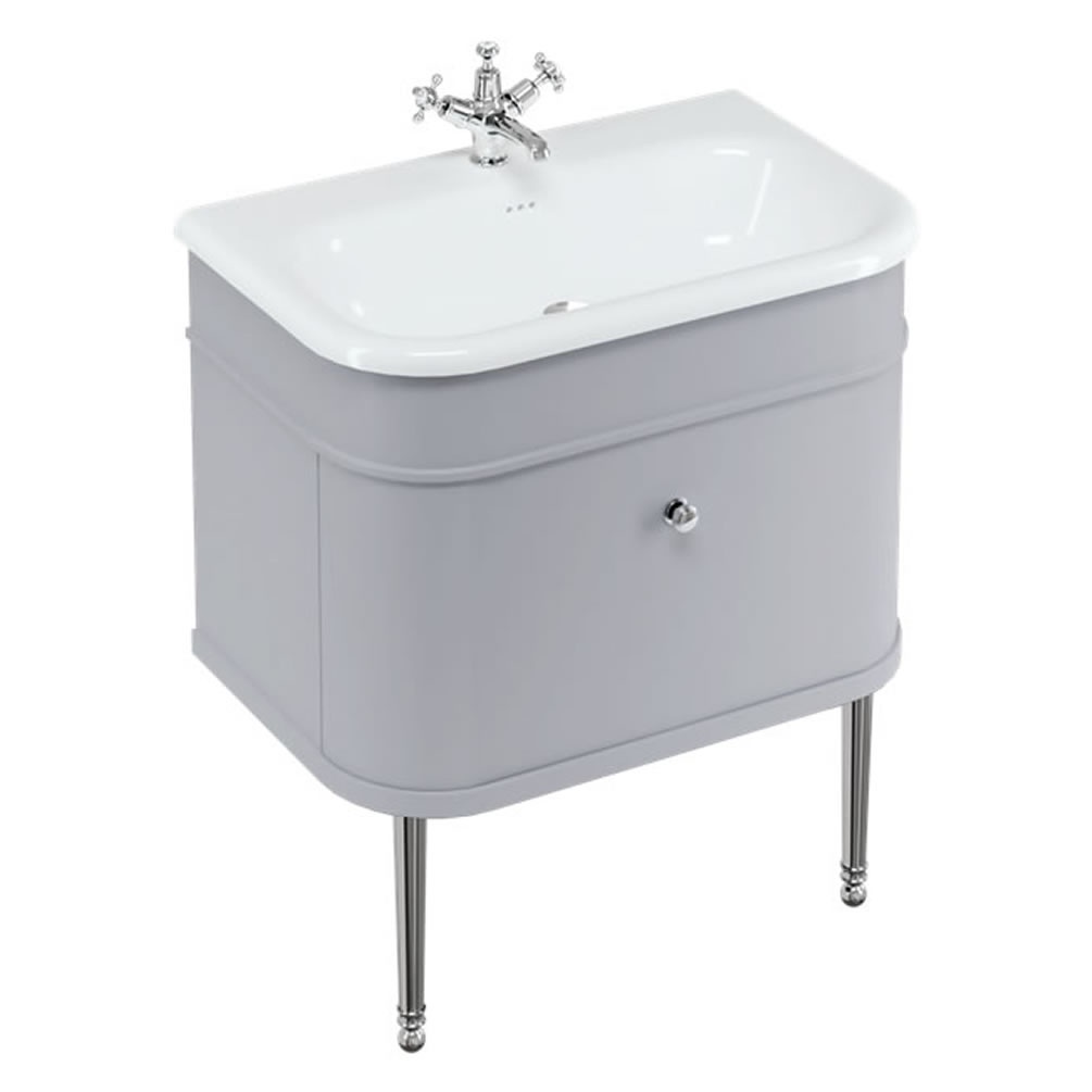 Burlington Chalfont 750mm Natural Stone Basin With Classic Grey Unit & Chrome Legs