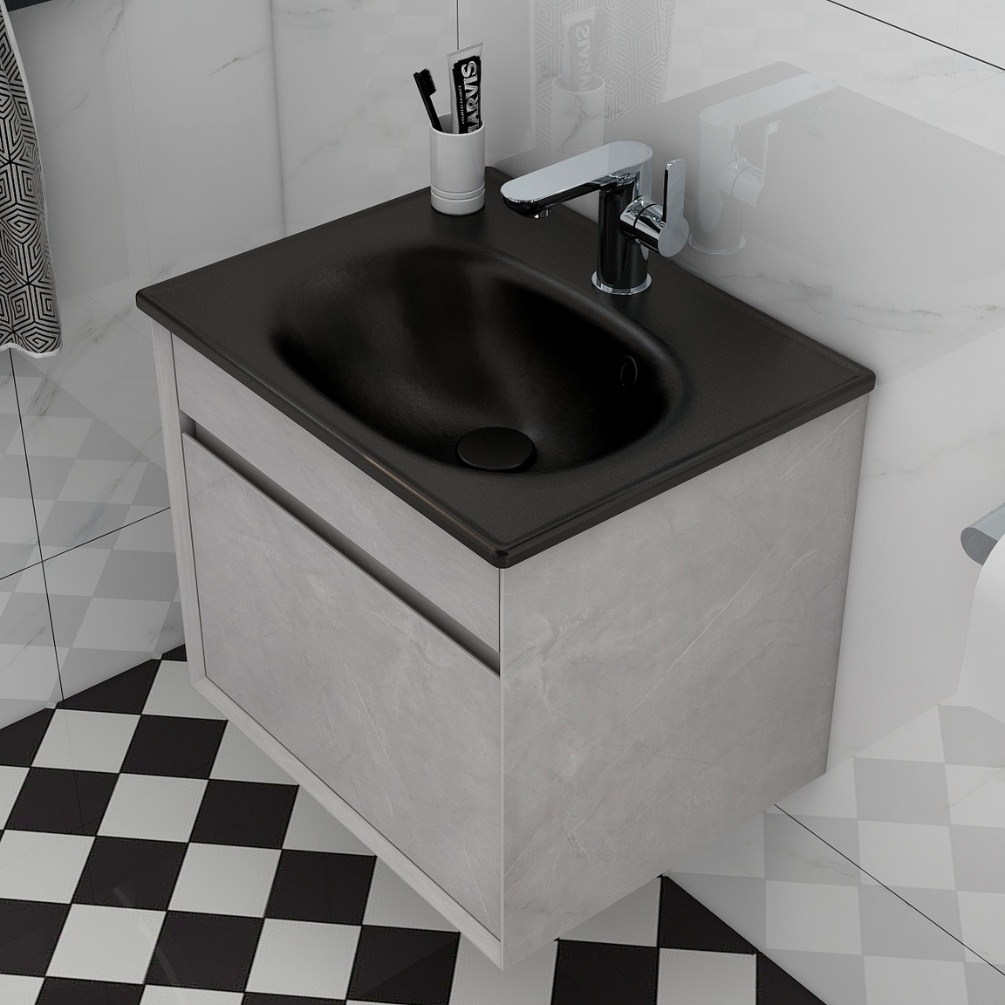 Imex Alma Slate 500mm Wall Mounted Single Drawer Vanity Unit