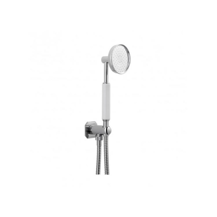 Crosswater Waldorf Shower Handset with White Handle, Wall Outlet & Hose