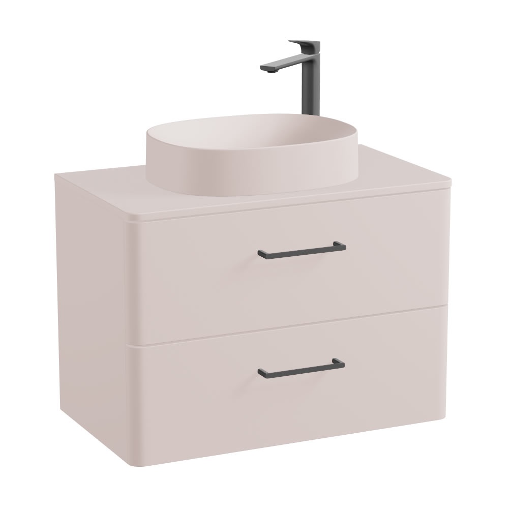 Vado Cameo 800mm Pink Wall Hung 2 Drawer Vanity Unit, Worktop & Basin