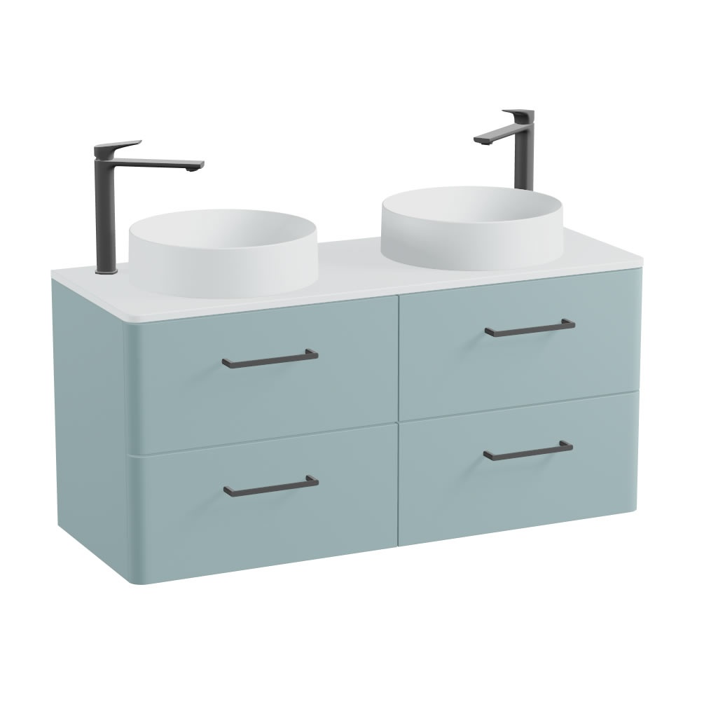 Vado Cameo 1200mm Cove Blue Wall Hung 4 Drawer Vanity Unit, Arctic Worktop & Basin