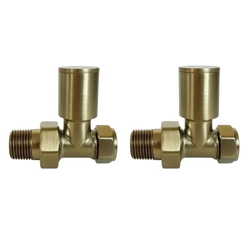 Product cut out image of the Radox Circulus Brushed Brass Straight Valves