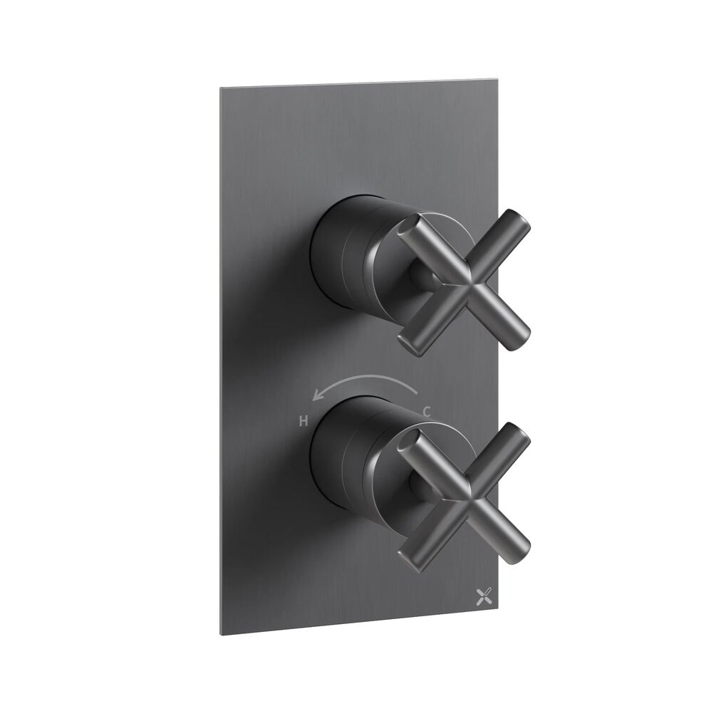 Crosswater MPRO Crosshead Slate 2 Outlet 2 Handle Shower Valve