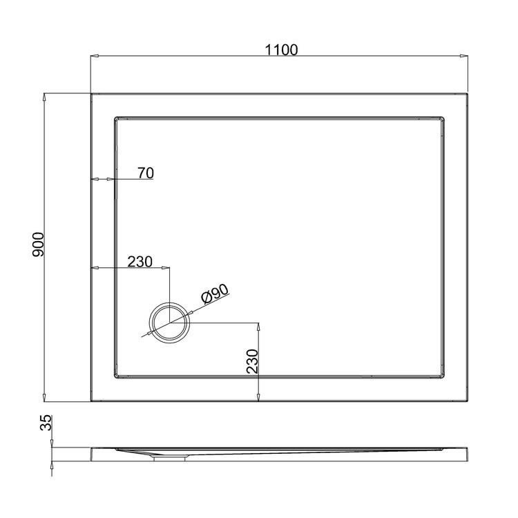 Zamori 35mm Rectangular 1100mm x 900mm Shower Tray Sanctuary Bathrooms