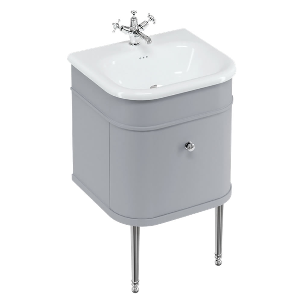 Burlington Chalfont 550mm Wall Hung Vanity Unit, Natural Stone Basin & Chrome Legs