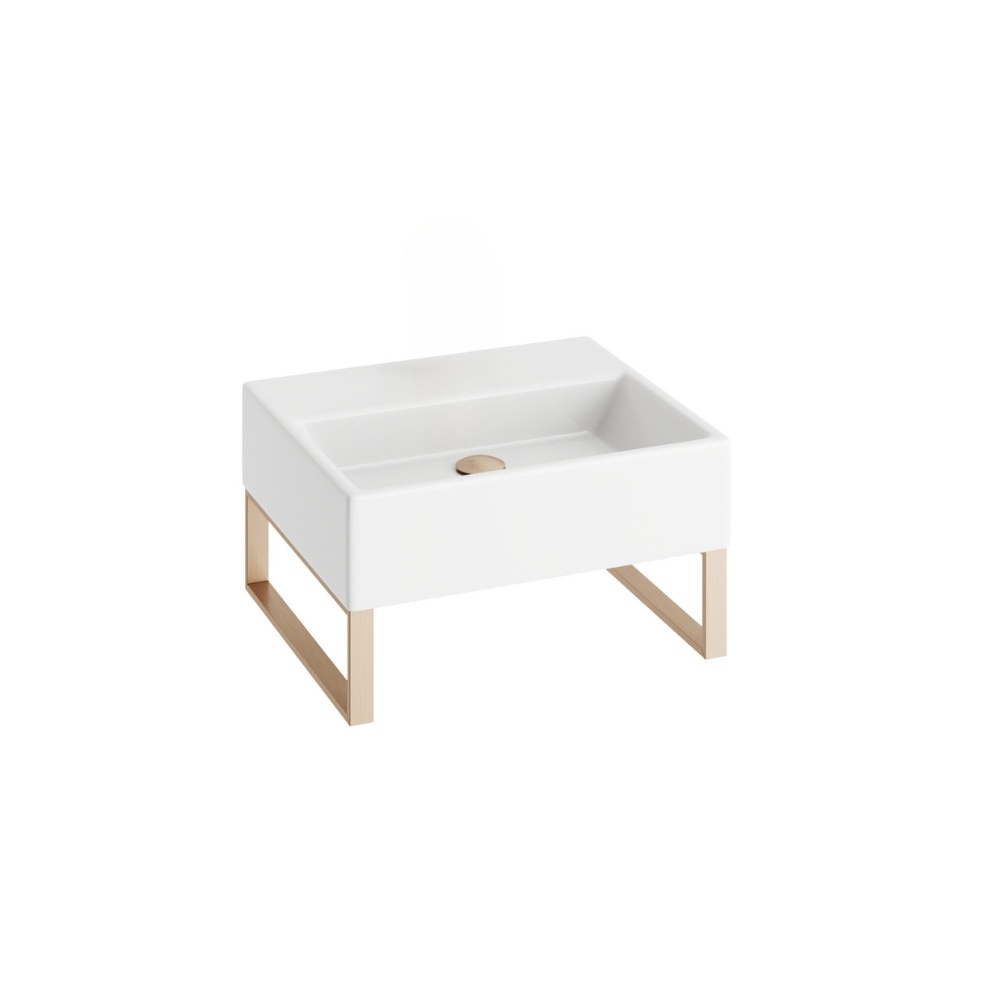 Product Cut out image of the Abacus Concept Pure 500mm Basin with Brushed Stainless Steel Towel Hangers with 0 Tap Holes