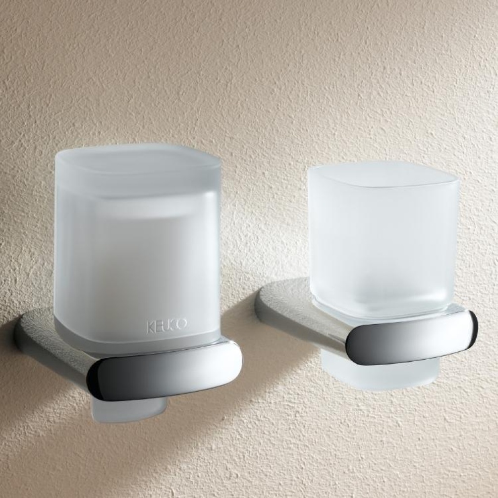 Product Lifestyle image of Keuco Elegance Chrome Lotion Dispenser 11652 019000/11652 010100 with tumbler holder