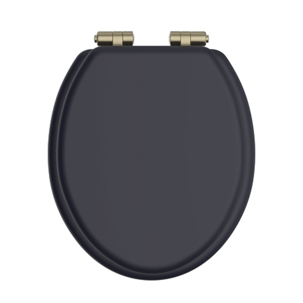 Heritage Midnight Blue Soft Close WC Seat With Brushed Brass Hinges