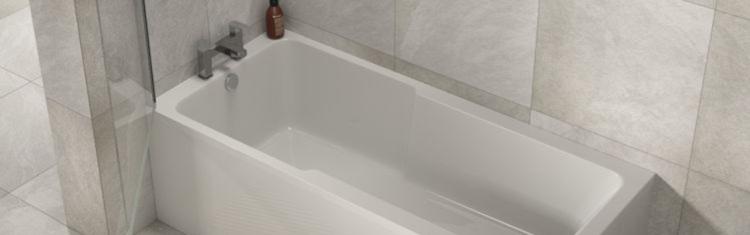 Close up product lifestyle image of The White Space I-Bath 1700mm Single Ended Shower Bath
